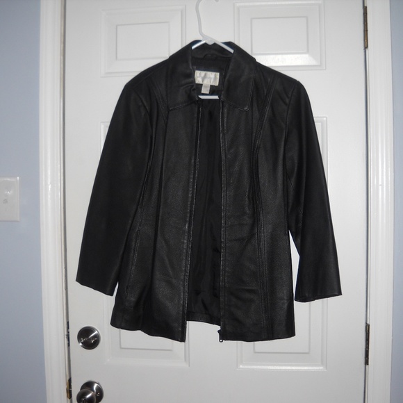Worthington Jackets & Blazers - Worthington Genuine Leather Black Jacket EUC Size Small Petite Vintage
